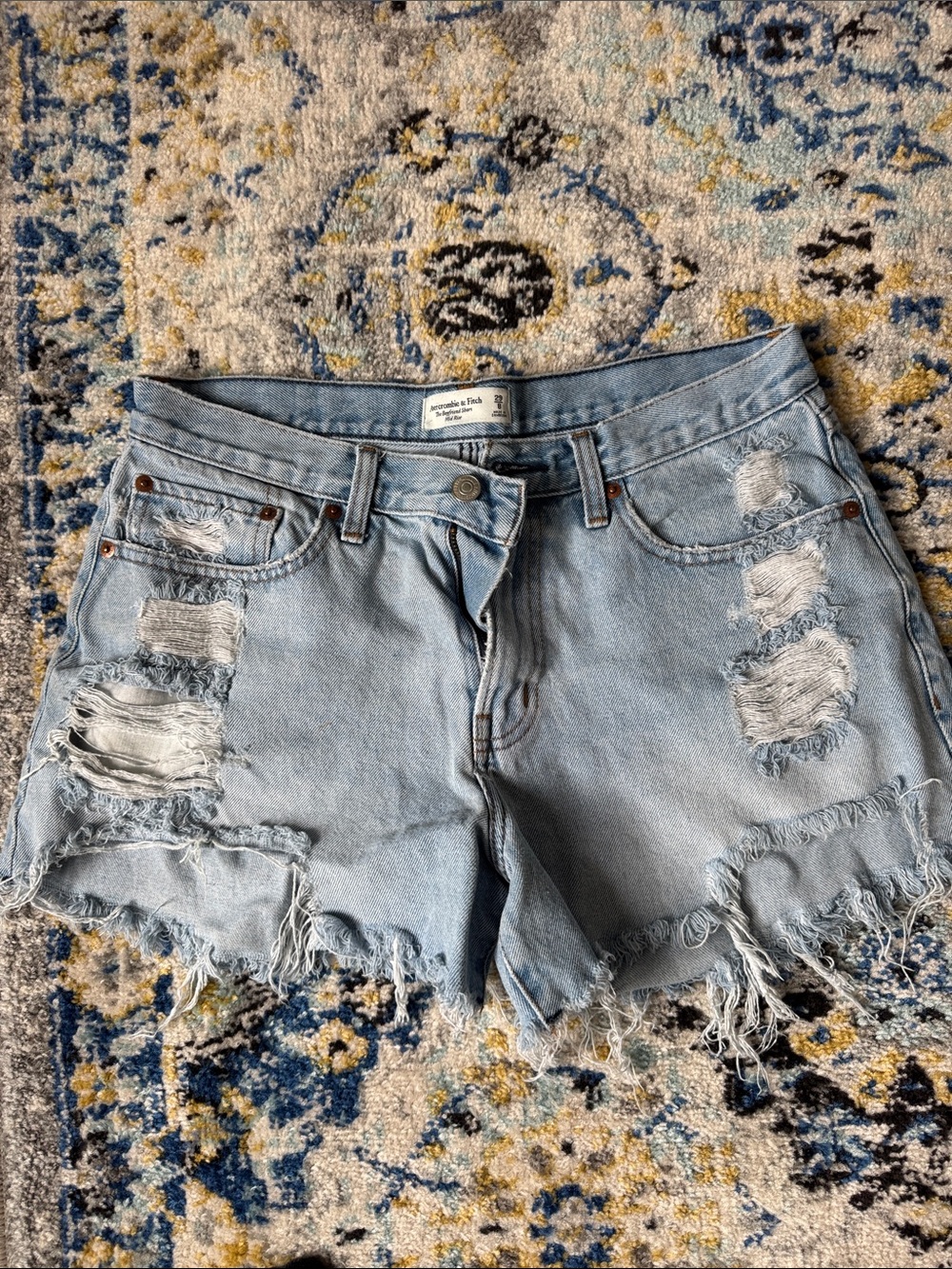 Abercrombie & Fitch Light Blue Ripped Denim Cutoff Shorts
